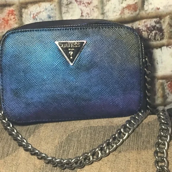 Guess Multi Colorful Metallic Leather Chained Crossbody Bag - Picture 12 of 16